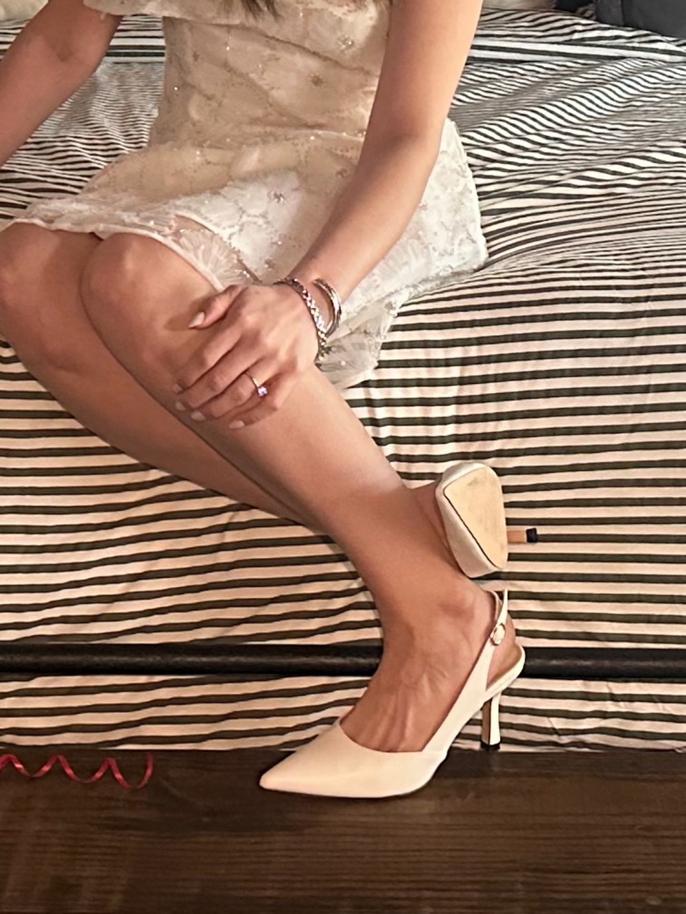 Elegant white wedding heels from Amazon